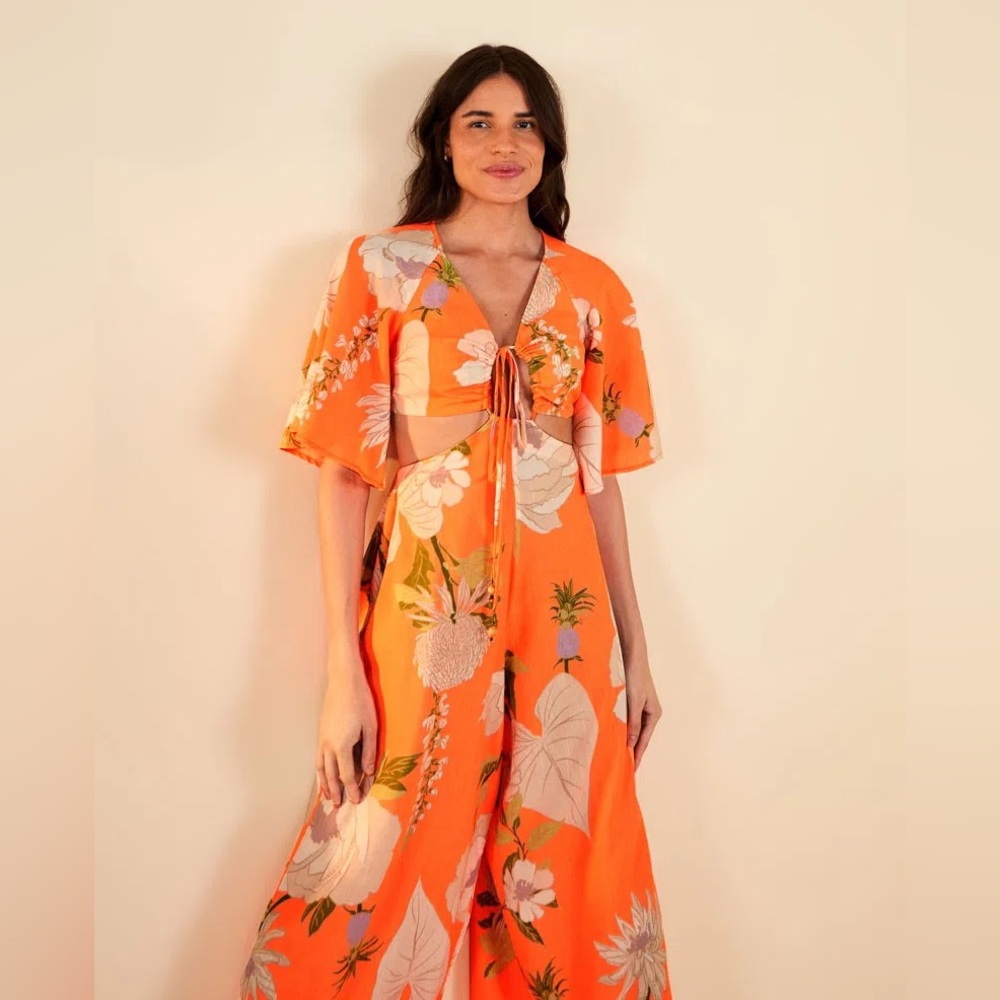 FARM Rio Brazil Neon Floral Heat Printed Jumpsuit